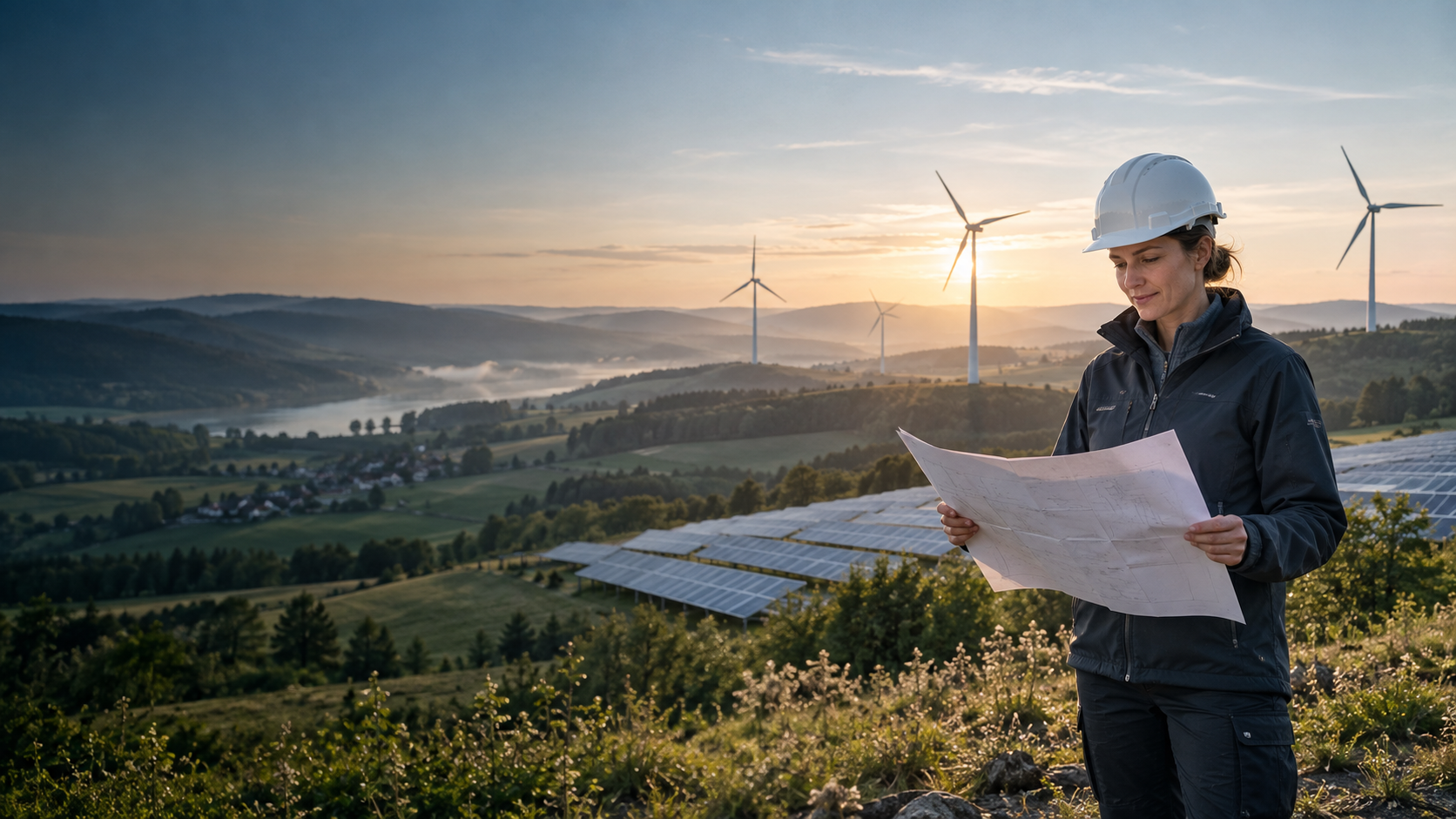 Umweltingenieurin bei einem Energieprojekt
